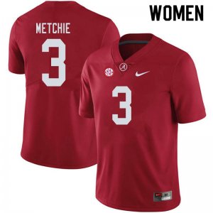 NCAA Women's Alabama Crimson Tide #3 John Metchie Stitched College 2019 Nike Authentic Crimson Football Jersey EO17L22DC